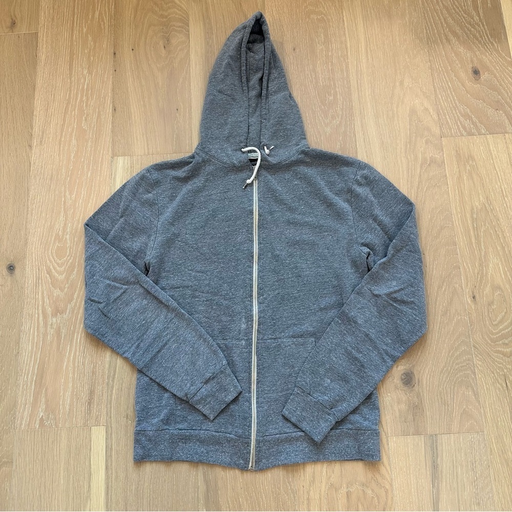 Mens Gray Full Zip Up Hoodie Sweatshirt Jacket Casual Mens Small Athleisure